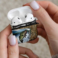 Personalized Largemouth Bass Fishing AirPods Case with Camo Reeds - Outdoor Angler Design - Wonder Print Shop