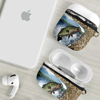Personalized Largemouth Bass Fishing AirPods Case with Camo Reeds - Outdoor Angler Design - Wonder Print Shop