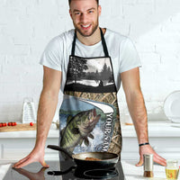 Personalized Largemouth Bass Fishing Apron with Camo Reeds - Outdoor Angler Design - Wonder Print Shop