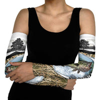 Personalized Largemouth Bass Fishing Arm Sleeves with Camo Reeds - Outdoor Angler Design - Wonder Print Shop