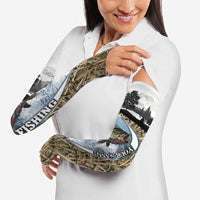 Personalized Largemouth Bass Fishing Arm Sleeves with Camo Reeds - Outdoor Angler Design - Wonder Print Shop