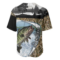 Personalized Largemouth Bass Fishing Baseball Jersey with Camo Reeds - Outdoor Angler Design - Wonder Print Shop