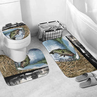 Personalized Largemouth Bass Fishing Bathroom Set with Camo Reeds - Outdoor Angler Design - Wonder Print Shop