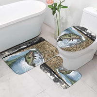 Personalized Largemouth Bass Fishing Bathroom Set with Camo Reeds - Outdoor Angler Design - Wonder Print Shop