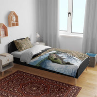 Personalized Largemouth Bass Fishing Bedding Set with Camo Reeds - Outdoor Angler Design - Wonder Print Shop