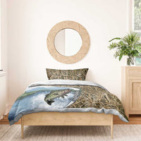 Personalized Largemouth Bass Fishing Bedding Set with Camo Reeds - Outdoor Angler Design - Wonder Print Shop