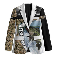 Personalized Largemouth Bass Fishing Blazer with Camo Reeds - Outdoor Angler Design - Wonder Print Shop