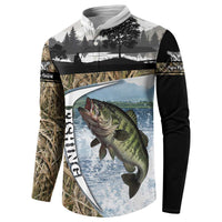 Personalized Largemouth Bass Fishing Button Sweatshirt with Camo Reeds - Outdoor Angler Design - Wonder Print Shop