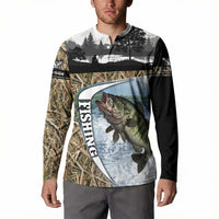 Personalized Largemouth Bass Fishing Button Sweatshirt with Camo Reeds - Outdoor Angler Design - Wonder Print Shop