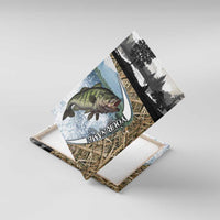 Personalized Largemouth Bass Fishing Canvas Wall Art with Camo Reeds - Outdoor Angler Design - Wonder Print Shop