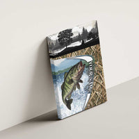 Personalized Largemouth Bass Fishing Canvas Wall Art with Camo Reeds - Outdoor Angler Design - Wonder Print Shop