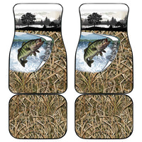 Personalized Largemouth Bass Fishing Car Mats with Camo Reeds - Outdoor Angler Design - Wonder Print Shop