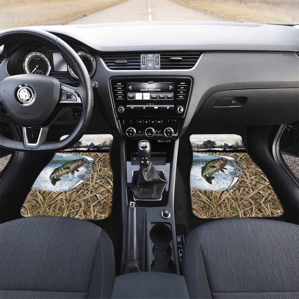 Personalized Largemouth Bass Fishing Car Mats with Camo Reeds - Outdoor Angler Design - Wonder Print Shop