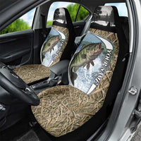 Personalized Largemouth Bass Fishing Car Seat Cover with Camo Reeds - Outdoor Angler Design - Wonder Print Shop