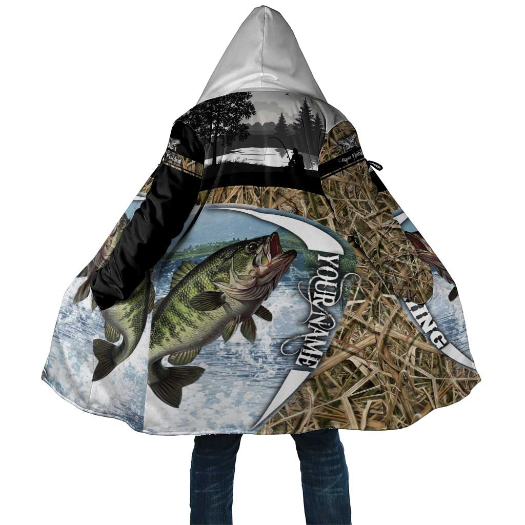 Personalized Largemouth Bass Fishing Cloak with Camo Reeds - Outdoor Angler Design - Wonder Print Shop