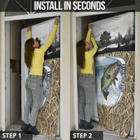 Personalized Largemouth Bass Fishing Door Cover with Camo Reeds - Outdoor Angler Design - Wonder Print Shop