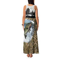 Personalized Largemouth Bass Fishing Family Matching Tank Maxi Dress and Hawaiian Shirt with Camo Reeds - Outdoor Angler Design - Wonder Print Shop
