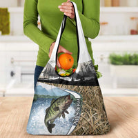 Personalized Largemouth Bass Fishing Grocery Bag with Camo Reeds - Outdoor Angler Design - Wonder Print Shop