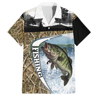Personalized Largemouth Bass Fishing Hawaiian Shirt with Camo Reeds - Outdoor Angler Design - Wonder Print Shop