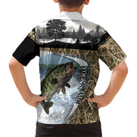 Personalized Largemouth Bass Fishing Hawaiian Shirt with Camo Reeds - Outdoor Angler Design - Wonder Print Shop