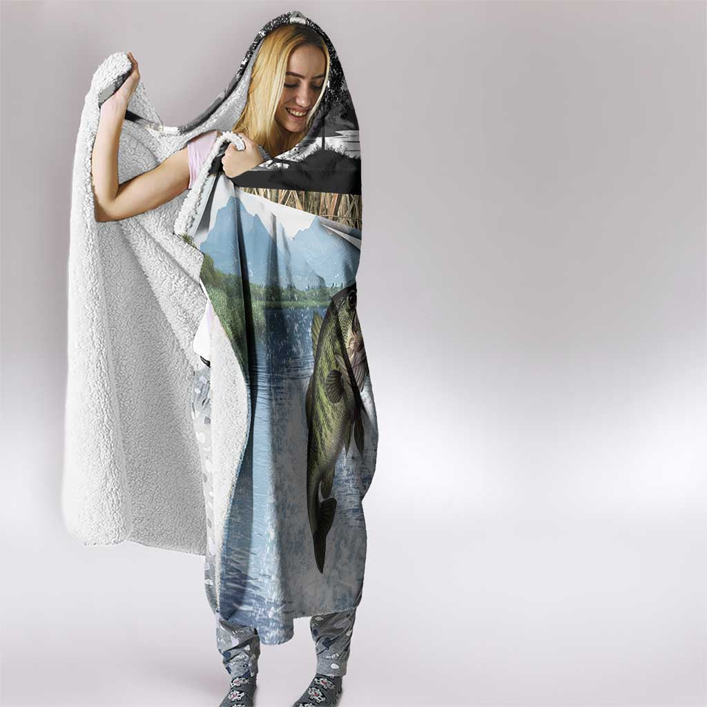 Personalized Largemouth Bass Fishing Hooded Blanket with Camo Reeds - Outdoor Angler Design - Wonder Print Shop