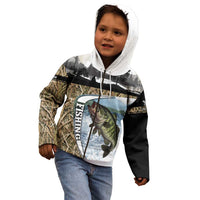 Personalized Largemouth Bass Fishing Kid Hoodie with Camo Reeds - Outdoor Angler Design - Wonder Print Shop