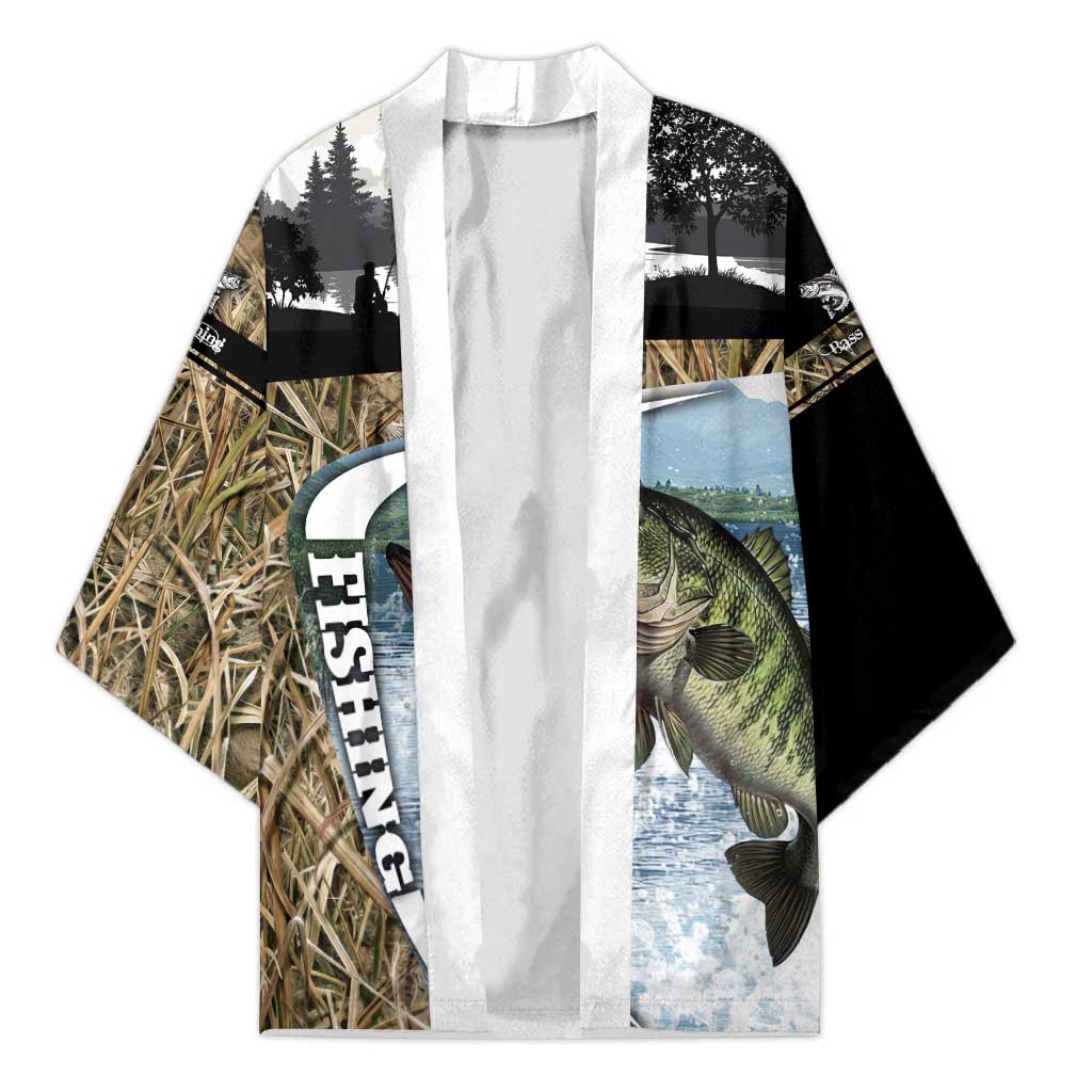 Personalized Largemouth Bass Fishing Kimono with Camo Reeds - Outdoor Angler Design - Wonder Print Shop