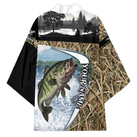 Personalized Largemouth Bass Fishing Kimono with Camo Reeds - Outdoor Angler Design - Wonder Print Shop