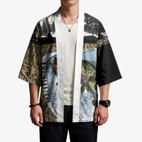 Personalized Largemouth Bass Fishing Kimono with Camo Reeds - Outdoor Angler Design - Wonder Print Shop