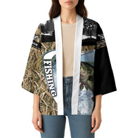 Personalized Largemouth Bass Fishing Kimono with Camo Reeds - Outdoor Angler Design - Wonder Print Shop