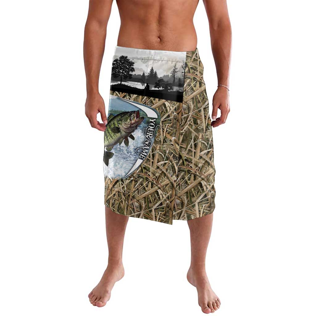 Personalized Largemouth Bass Fishing Lavalava with Camo Reeds - Outdoor Angler Design - Wonder Print Shop