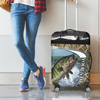 Personalized Largemouth Bass Fishing Luggage Cover with Camo Reeds - Outdoor Angler Design - Wonder Print Shop