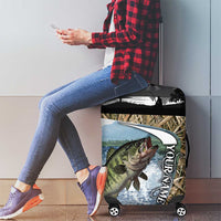Personalized Largemouth Bass Fishing Luggage Cover with Camo Reeds - Outdoor Angler Design - Wonder Print Shop