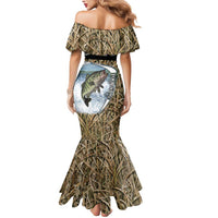 Personalized Largemouth Bass Fishing Mermaid Dress with Camo Reeds - Outdoor Angler Design - Wonder Print Shop
