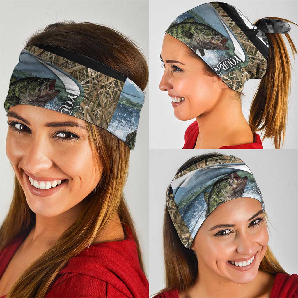 Personalized Largemouth Bass Fishing Neck Gaiter with Camo Reeds - Outdoor Angler Design - Wonder Print Shop