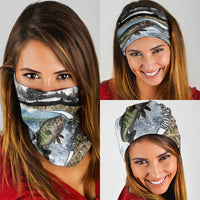 Personalized Largemouth Bass Fishing Neck Gaiter with Camo Reeds - Outdoor Angler Design - Wonder Print Shop