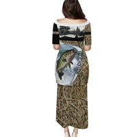 Personalized Largemouth Bass Fishing Puletasi with Camo Reeds - Outdoor Angler Design - Wonder Print Shop