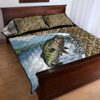 Personalized Largemouth Bass Fishing Quilt Bed Set with Camo Reeds - Outdoor Angler Design - Wonder Print Shop