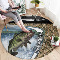 Personalized Largemouth Bass Fishing Round Carpet with Camo Reeds - Outdoor Angler Design - Wonder Print Shop