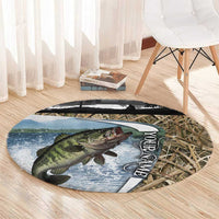 Personalized Largemouth Bass Fishing Round Carpet with Camo Reeds - Outdoor Angler Design - Wonder Print Shop