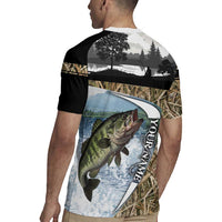 Personalized Largemouth Bass Fishing Rugby Jersey with Camo Reeds - Outdoor Angler Design - Wonder Print Shop