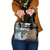Personalized Largemouth Bass Fishing Shoulder Handbag with Camo Reeds - Outdoor Angler Design - Wonder Print Shop