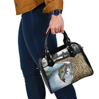 Personalized Largemouth Bass Fishing Shoulder Handbag with Camo Reeds - Outdoor Angler Design - Wonder Print Shop