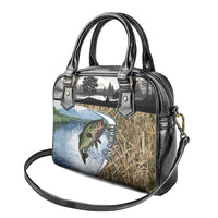 Personalized Largemouth Bass Fishing Shoulder Handbag with Camo Reeds - Outdoor Angler Design - Wonder Print Shop