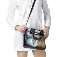 Personalized Largemouth Bass Fishing Shoulder Handbag with Camo Reeds - Outdoor Angler Design - Wonder Print Shop