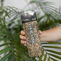 Personalized Largemouth Bass Fishing Skinny Tumbler with Camo Reeds - Outdoor Angler Design - Wonder Print Shop