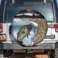 Personalized Largemouth Bass Fishing Spare Tire Cover with Camo Reeds - Outdoor Angler Design - Wonder Print Shop