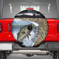 Personalized Largemouth Bass Fishing Spare Tire Cover with Camo Reeds - Outdoor Angler Design - Wonder Print Shop