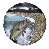 Personalized Largemouth Bass Fishing Spare Tire Cover with Camo Reeds - Outdoor Angler Design - Wonder Print Shop