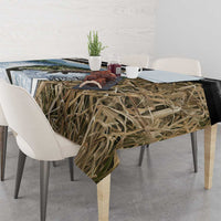 Personalized Largemouth Bass Fishing Tablecloth with Camo Reeds - Outdoor Angler Design - Wonder Print Shop
